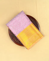 SC4799 - TISSUE SAREE WITH EMBOSE FLOWER DESIGN AND GOLD BORDER
